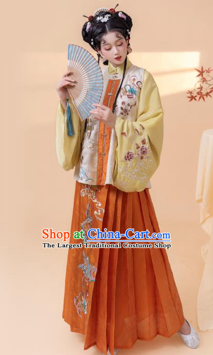 Ancient China Ming Dynasty Historical Costumes Traditional Embroidered Hanfu Dress Noble Female Clothing