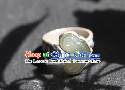 Chinese National Jade Cloud Ring Handmade Jewelry Accessories Classical Silver Circlet