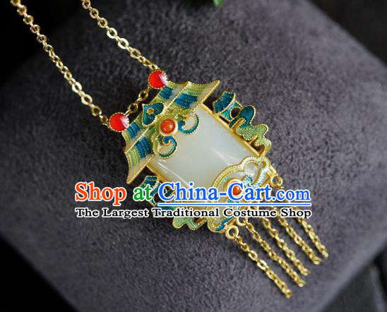 China Handmade Blueing Pendant Accessories Traditional Cheongsam Jade Necklet Jewelry