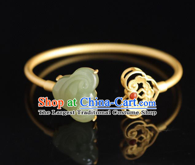 China Handmade Golden Bracelet Accessories Traditional National Jade Cloud Bangle Jewelry