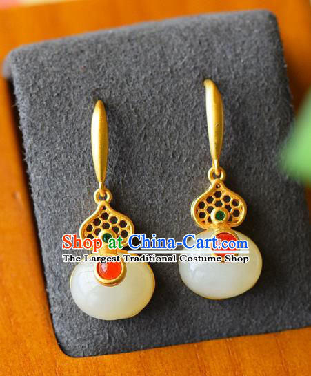 China Traditional Ear Jewelry Accessories Classical Cheongsam Jade Gourd Earrings