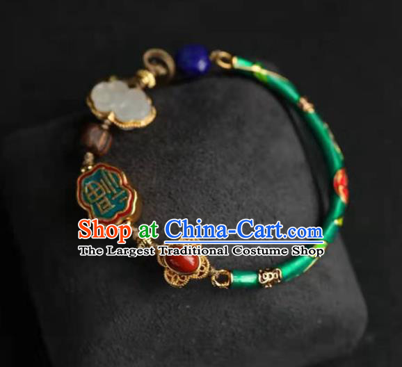 China Handmade Cloisonne Bracelet Traditional Jewelry Accessories National Lotus Seedpod Tassel Bangle