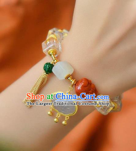 China Handmade Agate Jade Bracelet Traditional Jewelry Accessories National Crystal Bangle