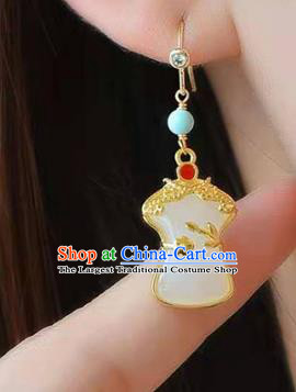 Handmade China Ear National Jewelry Accessories Traditional Cheongsam White Jade Earrings