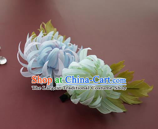 China Traditional Silk Chrysanthemum Hair Stick Handmade Hair Accessories Song Dynasty Hairpin