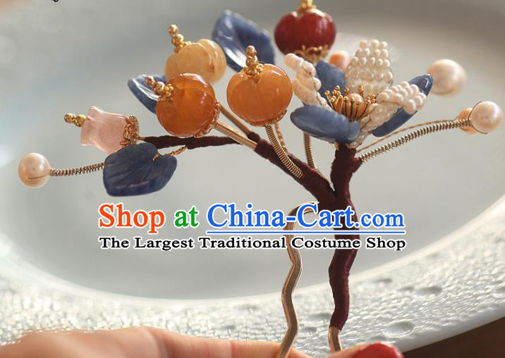 China Song Dynasty Ceregat Hairpin Handmade Hair Accessories Traditional Ancient Princess Pearls Hair Stick