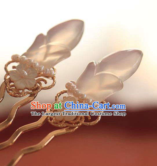 China Ancient Imperial Concubine Pearls Hair Stick Handmade Hair Accessories Traditional Song Dynasty Court Woman Hairpin