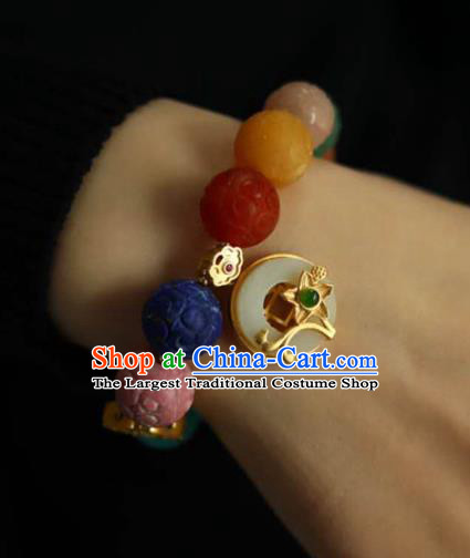 China Handmade Colorful Beads Bracelet Traditional Jewelry Accessories National Gems Bangle