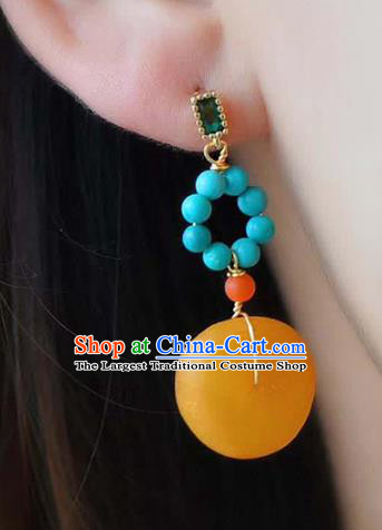 Handmade China National Jewelry Accessories Eardrop Traditional Cheongsam Beeswax Earrings