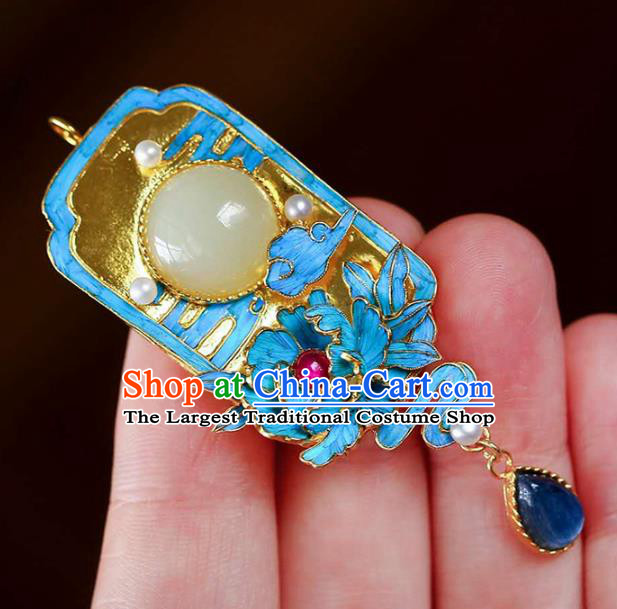 Chinese Classical Sapphire Necklace Handmade Jewelry Accessories National Jade Necklet Pendant