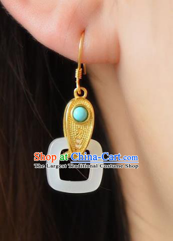 Handmade China Kallaite Eardrop Accessories Traditional Jewelry National Cheongsam White Nephire Earrings