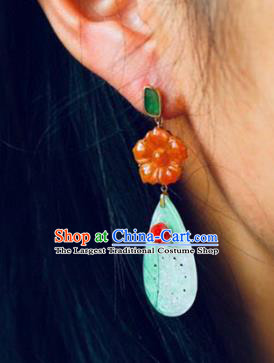 Handmade China Agate Plum Eardrop Accessories Traditional Jewelry National Cheongsam Jade Earrings