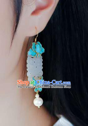 Handmade China National Cheongsam Earrings Jewelry Traditional Jade Eardrop Accessories