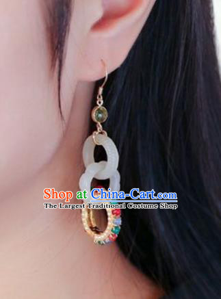 Handmade China National Gems Earrings Cheongsam Jade Eardrop Traditional Jewelry Accessories