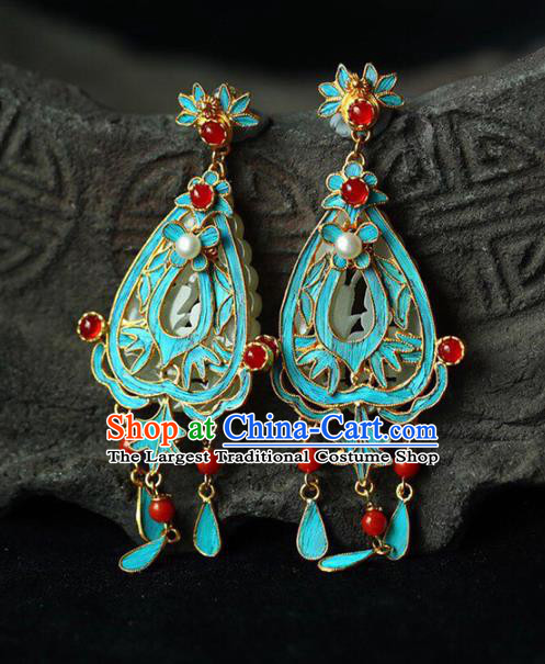 Handmade China National Gems Earrings Traditional Cheongsam Accessories Red Beads Eardrop Jewelry