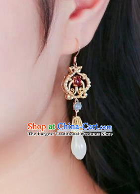 Handmade China Cheongsam Kyanite Eardrop Traditional Jade Jewelry Accessories National Mangnolia Earrings