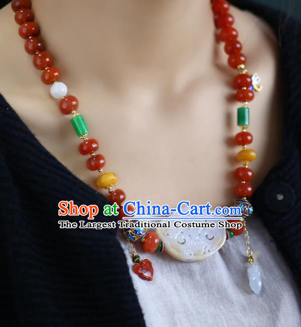 Chinese Handmade Agate Accessories National Cloisonne Necklet Classical Jade Necklace