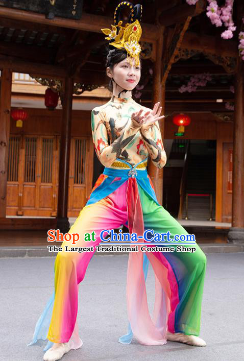 Traditional China Flying Apsaras Dance Clothing Stage Show Costumes Classical Dance Outfits