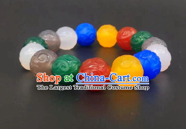 China National Colorful Beads Bracelet Handmade Jewelry Accessories Traditional Agate Bangle