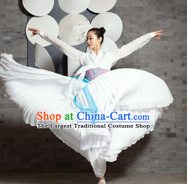 Chinese Traditional Korean Nationality Dance White Dress Classical Dance Stage Performance Clothing