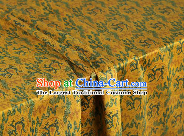 Chinese Royal Dragon Pattern Yellow Song Brocade Gambiered Guangdong Gauze Traditional Cheongsam Silk Fabric