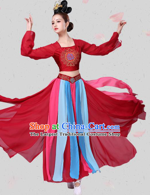 China Traditional Stage Performance Costume Classical Dance Red Blouse and Skirt Outfits