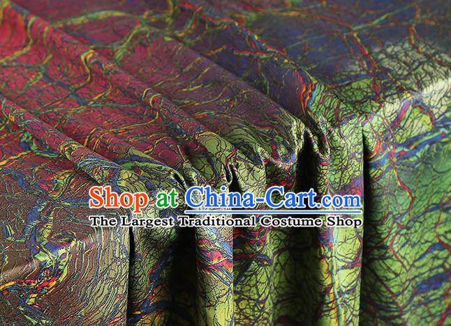 Chinese Printing Vine Green Brocade Cloth Traditional Cheongsam Silk Fabric Classical Gambiered Guangdong Gauze Drapery