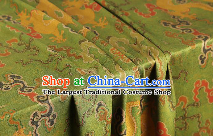 Chinese Classical Dragon Pattern Green Gambiered Guangdong Gauze Drapery Traditional Cheongsam Silk Fabric Brocade Cloth