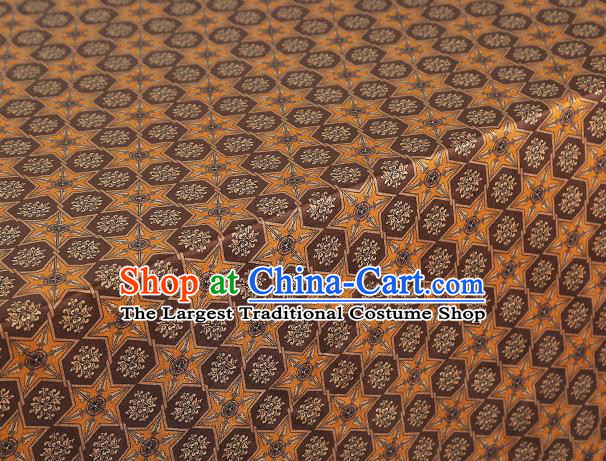 Chinese Cheongsam Orange Silk Fabric Classical Geometry Pattern Gambiered Guangdong Gauze Drapery Traditional Brocade Cloth