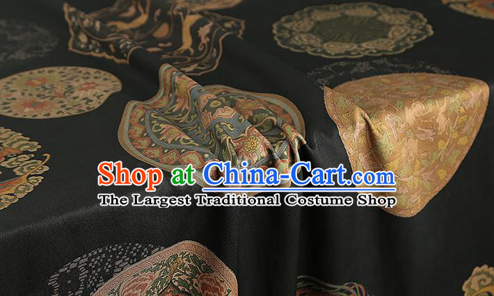 Chinese Classical Phoenix Pattern Brocade Drapery Cheongsam Silk Fabric Traditional Black Gambiered Guangdong Gauze