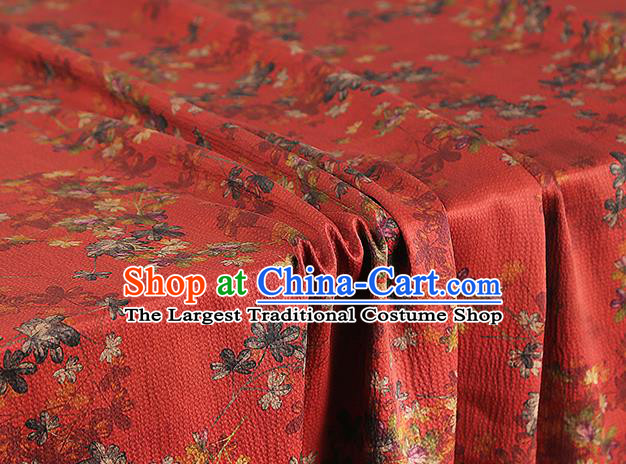 Chinese Classical Flowers Pattern Silk Fabric Traditional Brocade Drapery Cheongsam Red Gambiered Guangdong Gauze