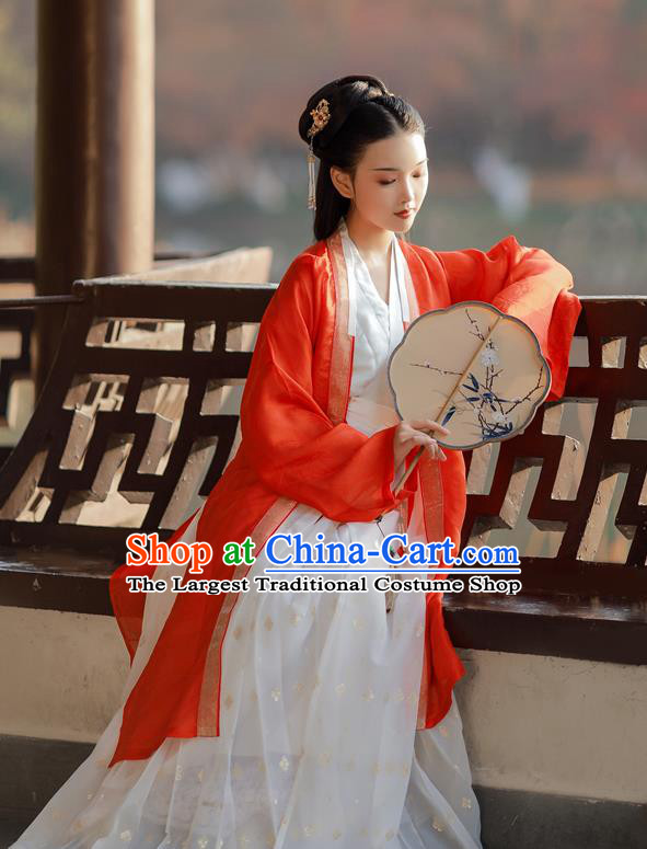 China Ancient Noble Lady Clothing Traditional Court Hanfu Dress Song Dynasty Young Beauty Historical Costumes