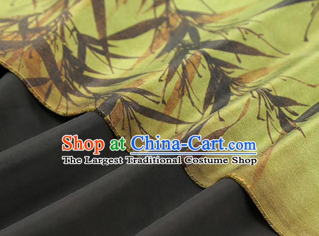 Chinese Classical Bamboo Pattern Silk Drapery Qipao Dress Gambiered Guangdong Gauze Traditional Green Brocade Fabric