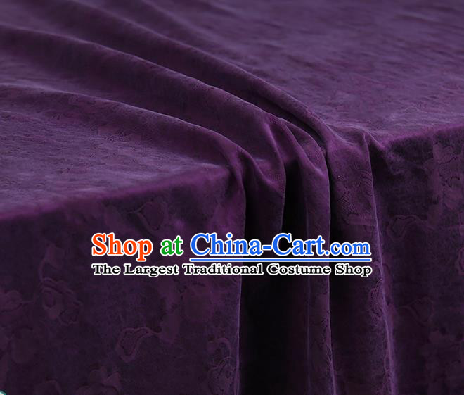 Chinese Classical Flowers Pattern Purple Blue Silk Fabric Qipao Dress Jacquard Cloth Traditional Gambiered Guangdong Gauze