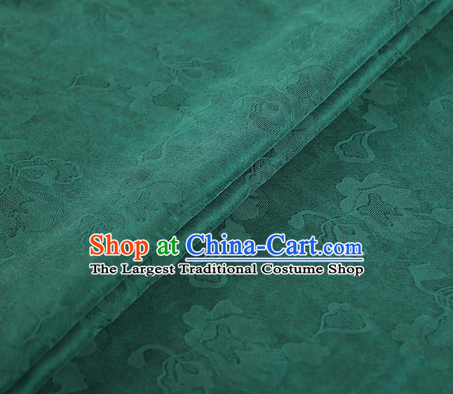 Chinese Classical Flowers Pattern Green Silk Fabric Traditional Gambiered Guangdong Gauze Qipao Dress Jacquard Cloth