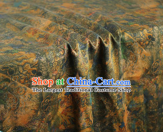 Chinese Qipao Dress Gambiered Guangdong Gauze Classical Pattern Silk Fabric Traditional Green Brocade Cloth