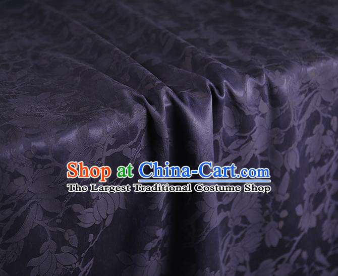 Chinese Classical Qipao Dress Gambiered Guangdong Gauze Cloth Traditional Jacquard Mangnolia Purple Silk Fabric