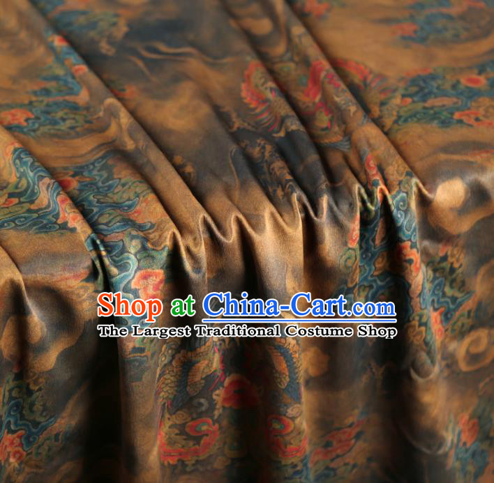 Chinese Classical Phoenix Pattern Brown Silk Fabric Traditional Cheongsam Tapestry Brocade Material