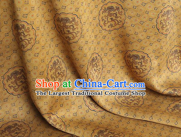 Chinese Traditional Tang Suit Silk Fabric Classical Dragon Pattern Golden Brocade Drapery