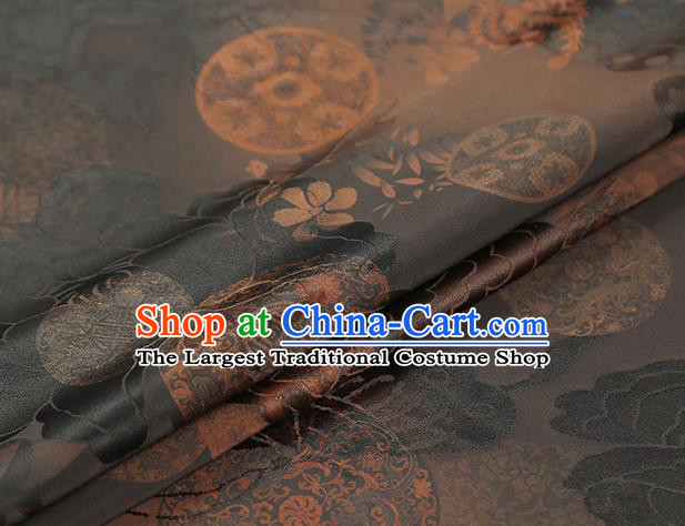 Chinese Classical Butterfly Pattern Gambiered Guangdong Gauze Drapery Traditional Qipao Dress Brown Silk Fabric