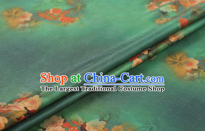 Chinese Traditional Classical Begonia Pattern Silk Drapery Green Gambiered Guangdong Gauze Qipao Dress Brocade Fabric