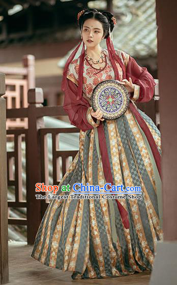 China Ancient Dance Lady Hanfu Dress Traditional Tang Dynasty Historical Clothing