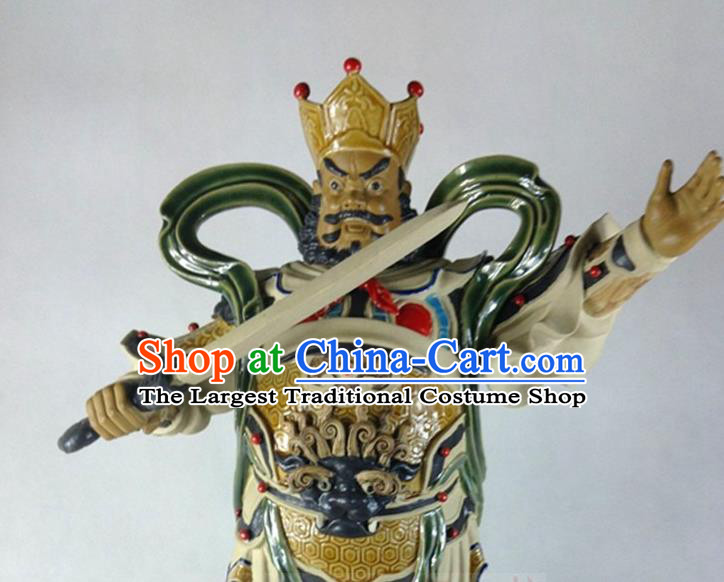 China Shi Wan Si Da Tian Wang Ceramic Statues Handmade Four Heavenly King Porcelain Figurine Set