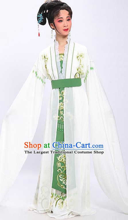 China Shaoxing Opera Actress Tang Wan Garment Costumes Traditional Yue Opera Young Women Water Sleeve Dress Clothing and Headpieces