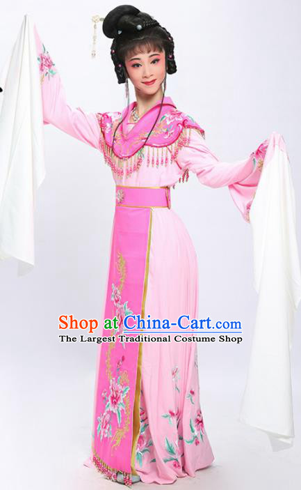 China Traditional Huangmei Opera Fairy Garment Costumes Shaoxing Opera Actress Princess Embroidered Pink Dress Clothing