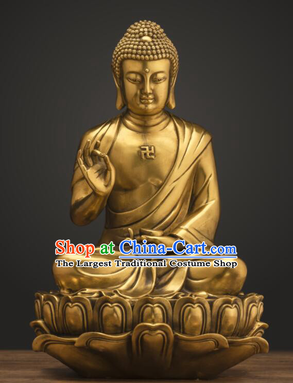 Top Chinese Handmade Brass Buddha Copper Shakyamuni Buddha Status Traditional Buddhism Figurine
