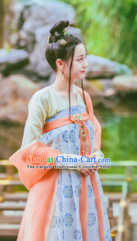 Chinese Tang Dynasty Princess Garment Costumes Traditional Hanfu Ruqun Dress Drama The Long Ballad Li Chang Ge Clothing and Headpieces