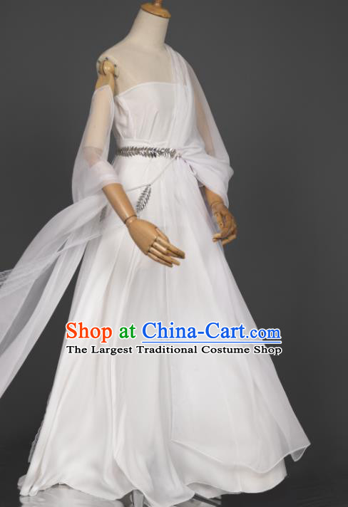 China Ancient Fairy White Dress Clothing Cosplay Dunhuang Goddess Garment Costumes Traditional Hanfu Dance Apparels