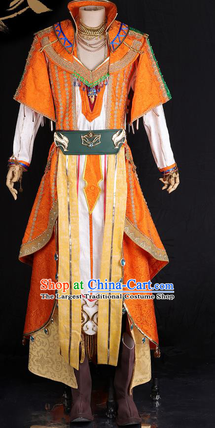 Chinese Cosplay Young Hero Garment Costumes Cartoon Character A Tai Clothing Ancient Swordsman Orange Attire