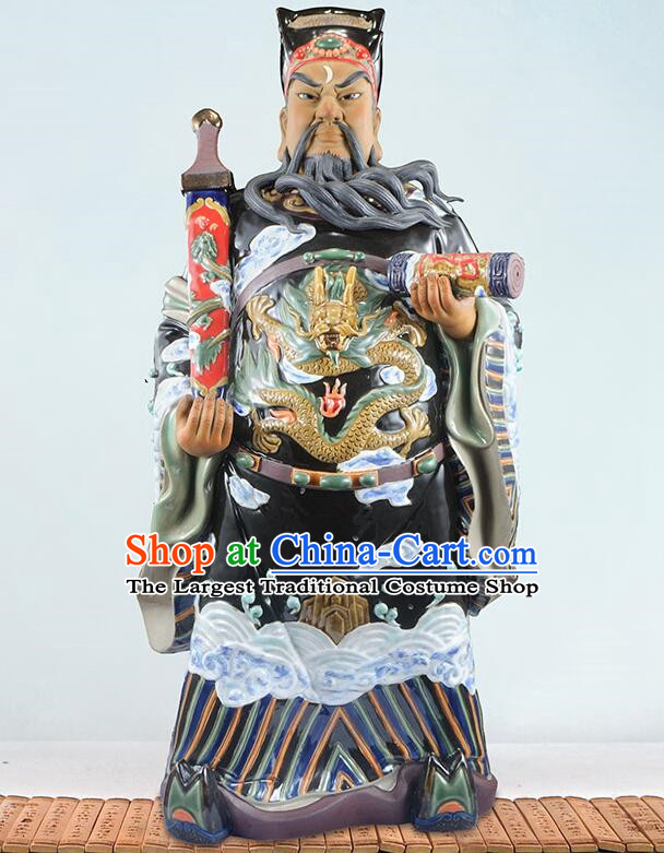 Chinese Shi Wan Figurine Clay Bao Zheng Statue Handmade Ceramic Bao Qing Tian Judge Bao Statue